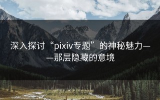 深入探讨“pixiv专题”的神秘魅力——那层隐藏的意境