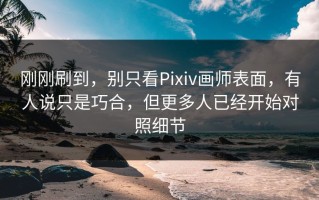 刚刚刷到，别只看Pixiv画师表面，有人说只是巧合，但更多人已经开始对照细节
