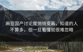 麻豆国产讨论度悄悄变高，知道的人不算多，但一旦看懂就很难忽略
