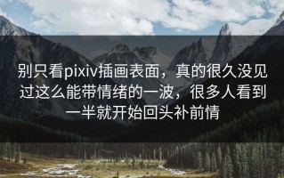别只看pixiv插画表面，真的很久没见过这么能带情绪的一波，很多人看到一半就开始回头补前情