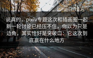 说真的，pixiv专题这次和插画圈一起新一轮讨论已经压不住，你以为只是边角，其实恰好是突破口：它这次到底赢在什么地方