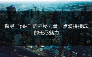 探寻“p站”的神秘力量：点滴拼接成的无尽魅力