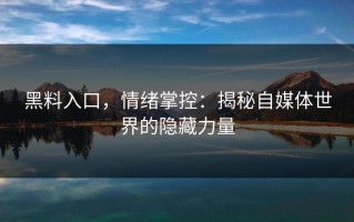 黑料入口，情绪掌控：揭秘自媒体世界的隐藏力量