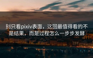 别只看pixiv表面，这回最值得看的不是结果，而是过程怎么一步步发酵