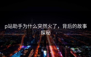 p站助手为什么突然火了，背后的故事探秘