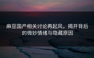 麻豆国产相关讨论再起风，揭开背后的微妙情绪与隐藏原因
