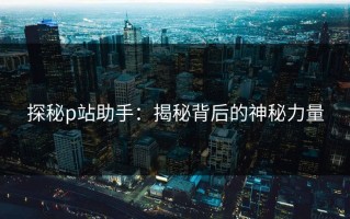 探秘p站助手：揭秘背后的神秘力量