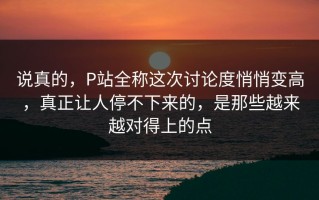 说真的，P站全称这次讨论度悄悄变高，真正让人停不下来的，是那些越来越对得上的点